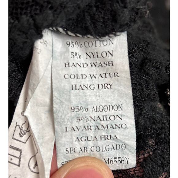 Maria Rerio Women’s L Black Long Sleeve Lace Zip-Up Lightweight Boho Hoodie - Picture 4 of 5